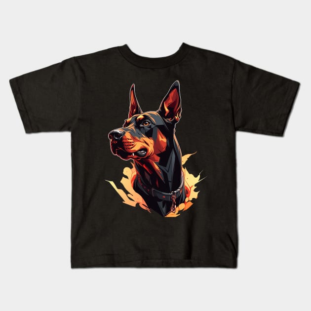 doberman Kids T-Shirt by weirdesigns